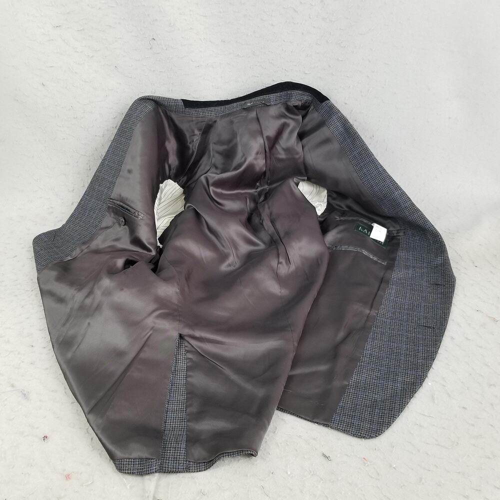 Lauren Ralph Lauren Blazer Mens 46R Gray Glen Check Wool 2 Button Ticket Pocket - Picture 11 of 15